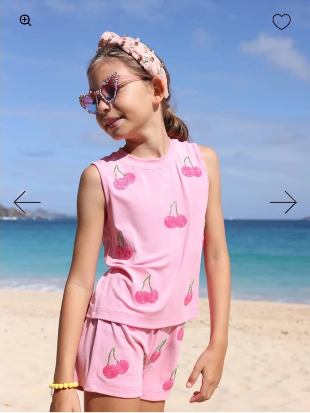 Lola + The Boys Pink Cherry Print Tank Top - Girls Matching Set